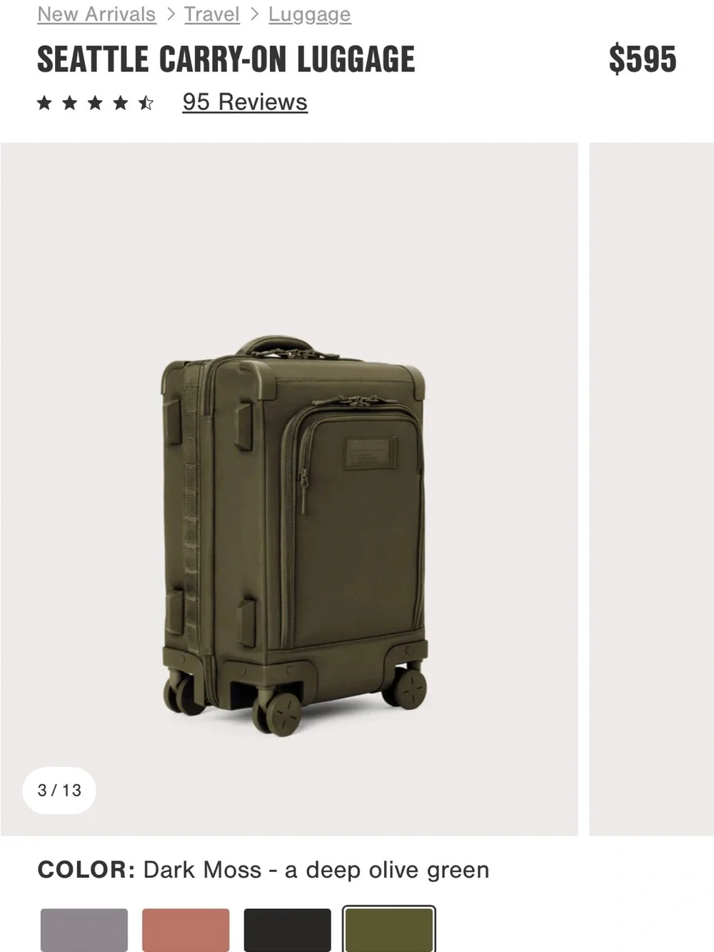 Dagne Dover Seattle Carry-On Luggage — Dark Moss Olive - Picture 3 of 7